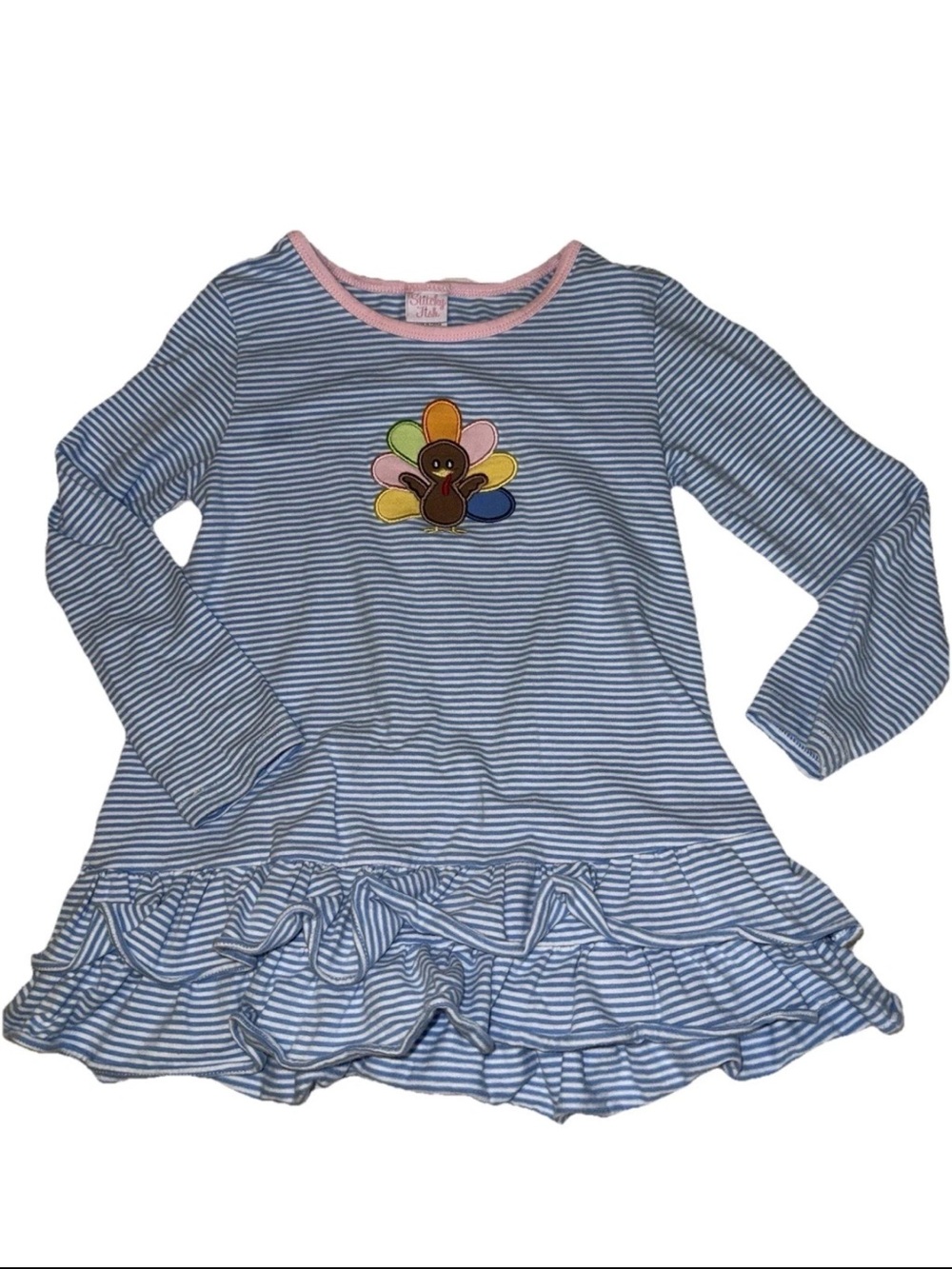 Stitchy Fish Ruffle Your Tail Feather Turkey Dress/Shirt Size 6